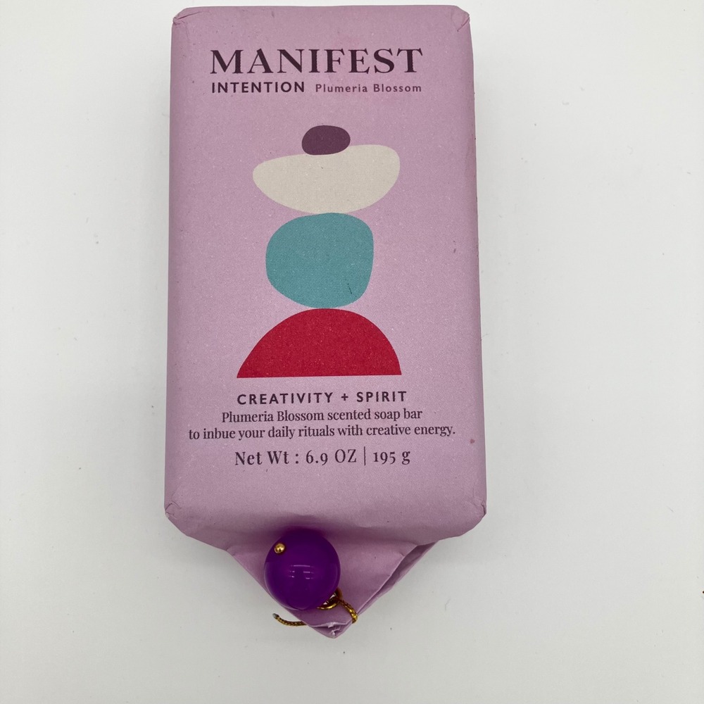 Manifest Intention Soap Bar Plumeria Blossom 6.9 oz Purple Creativity Spirit
